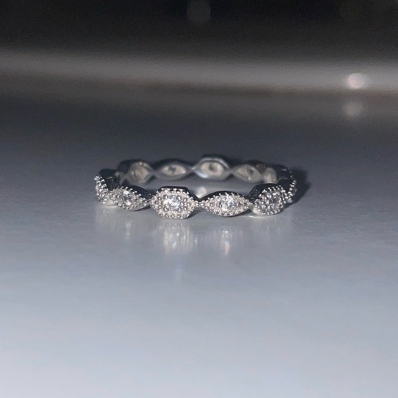 Jewelry - Sterling silver stackable eternity band with CZs size 7.5